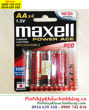 Maxell R6P(AR)/SUM-3, Pin AA 1.5v Maxell R6P(AR)/SUM-3/4P Power ACE, X.xứ Indonesia (Vỉ 4viên)